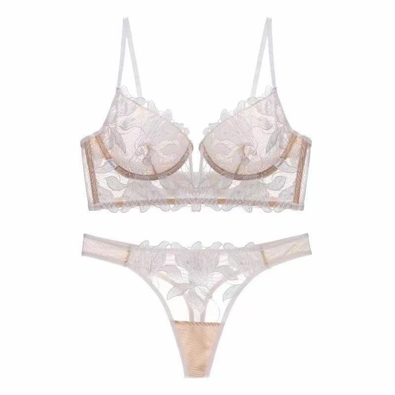 Picture of Sexy Intimates Embroidered Lace Deep V Bra Push-Up Sexy Bra Lace Summer Ultra-Thin Suit Bra