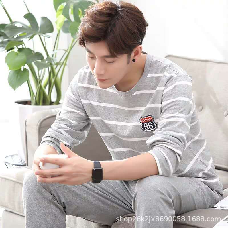 Picture of Men's Pajamas Long Sleeve Pants Spring and Autumn Thin Dad Large Size Casual Home Wear Factory Foreign Trade Cross-border Explosions