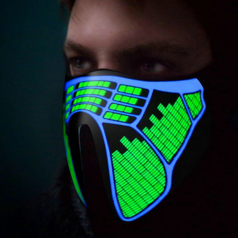 Picture of Manufacturer El Luminous Half-Face Mask Halloween El Cold Light Sound-Controlled Mask Gift Sound-Controlled Luminous