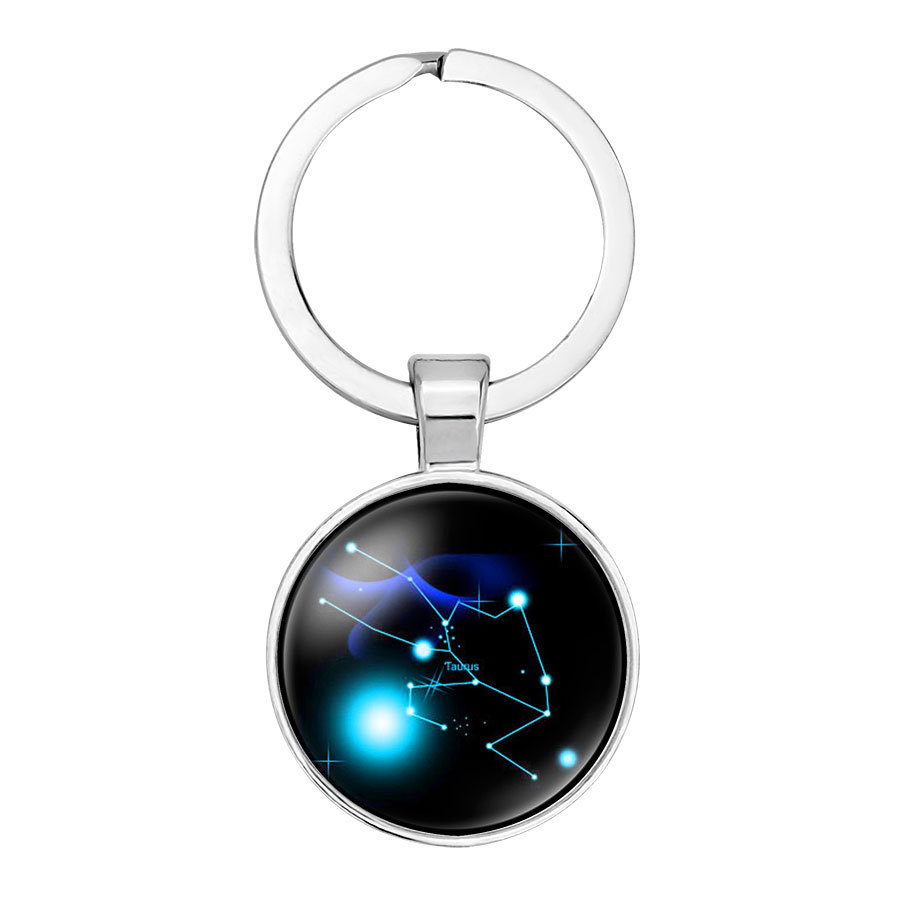 wish AliExpress New Dream Star 12 Constellation Time Gem Glass Key Ring Car Backpack Pendant
