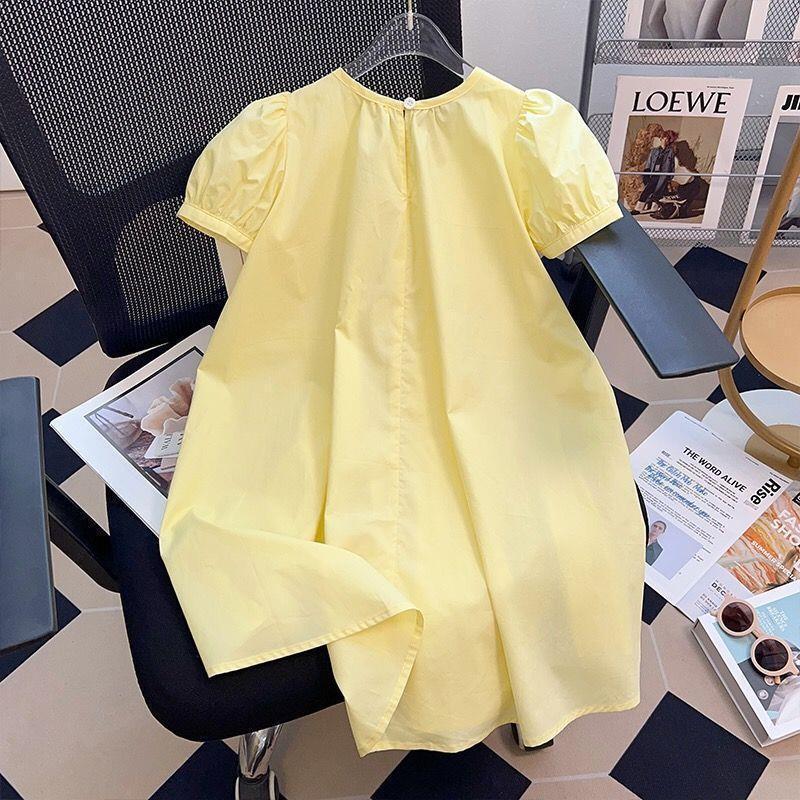 Picture of Girls' Fashionable Dress 2024 Summer New Style Korean Style Fashionable and Sweet Short-Sleeved Dress for Middle-Aged and Older Children