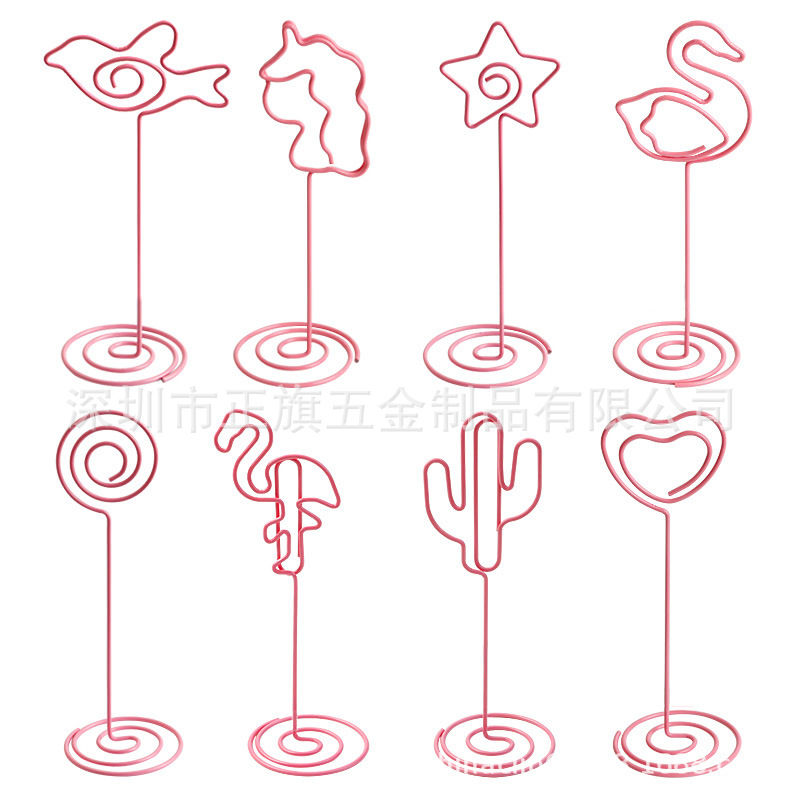 Picture of 8 spot pink heart-shaped wedding note holder round business card holder cactus seat card holder message holder