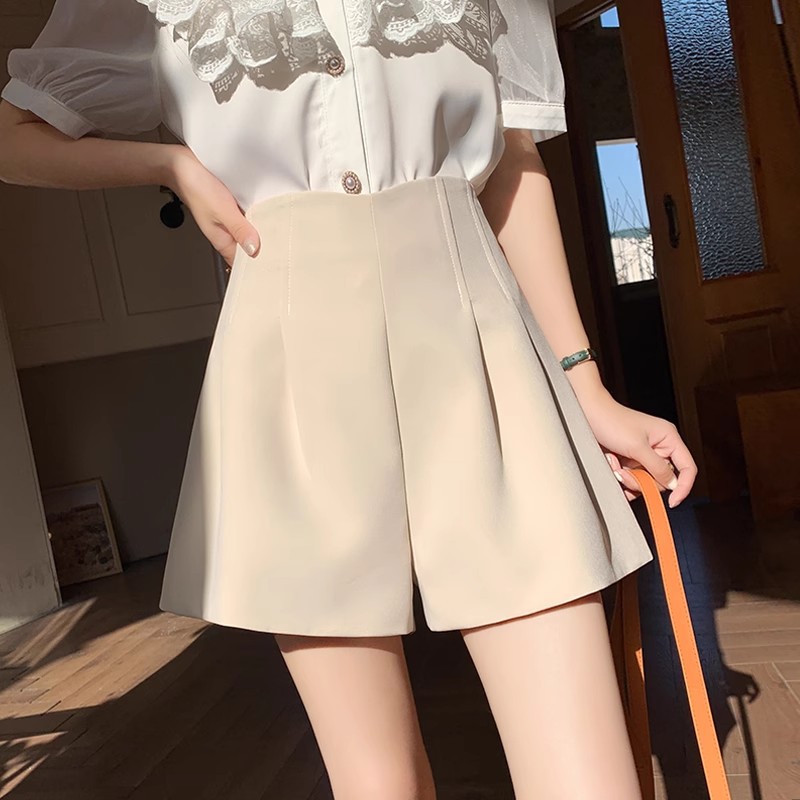 Picture of Suit Shorts Women's Summer Thin 2024 Internet Popular High Waist Slimming Pear-shaped Figure A- shaped Wide Leg Short Pants