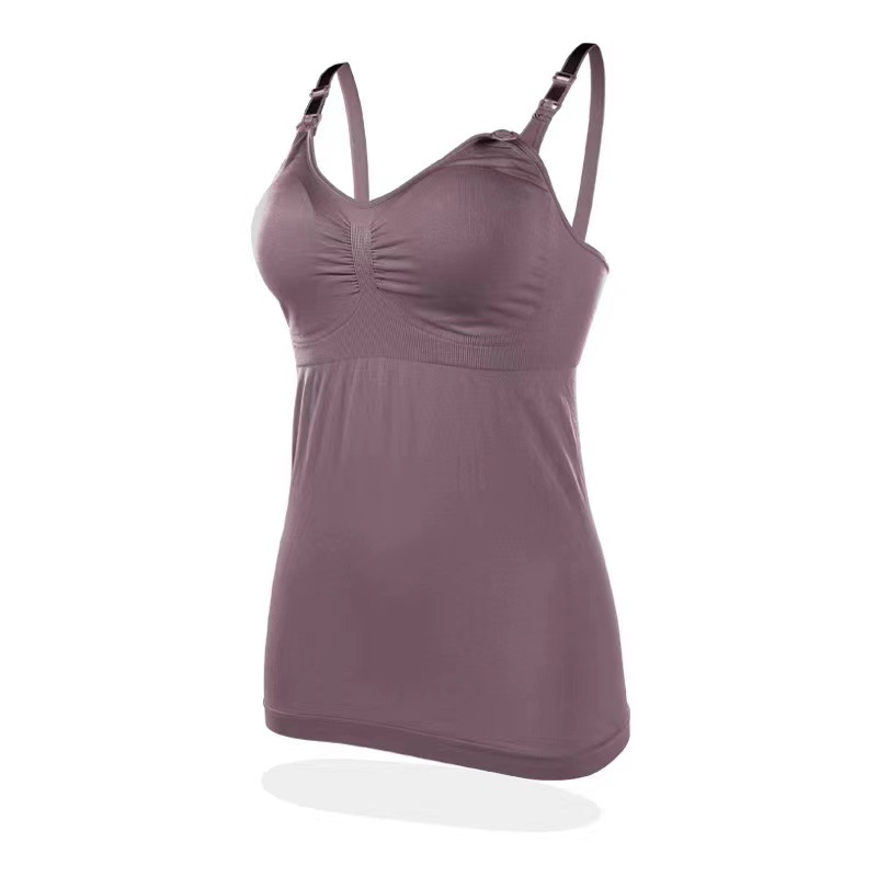 Picture of Slim-fit High-elastic Vest Breastfeeding Top Buckle Breastfeeding Pregnant Women's Bra Underwear Camisole No Rings with Cushion