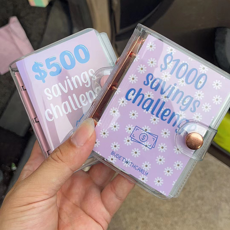 PVC creative mini saving binder pocket portable saving book money holder gift dollar storage side
