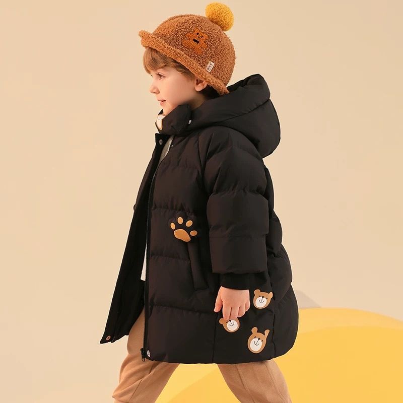 Picture of 2024 new children's cotton-padded jacket long girls bear paw print baby winter cotton-padded jacket coat padded winter clothing