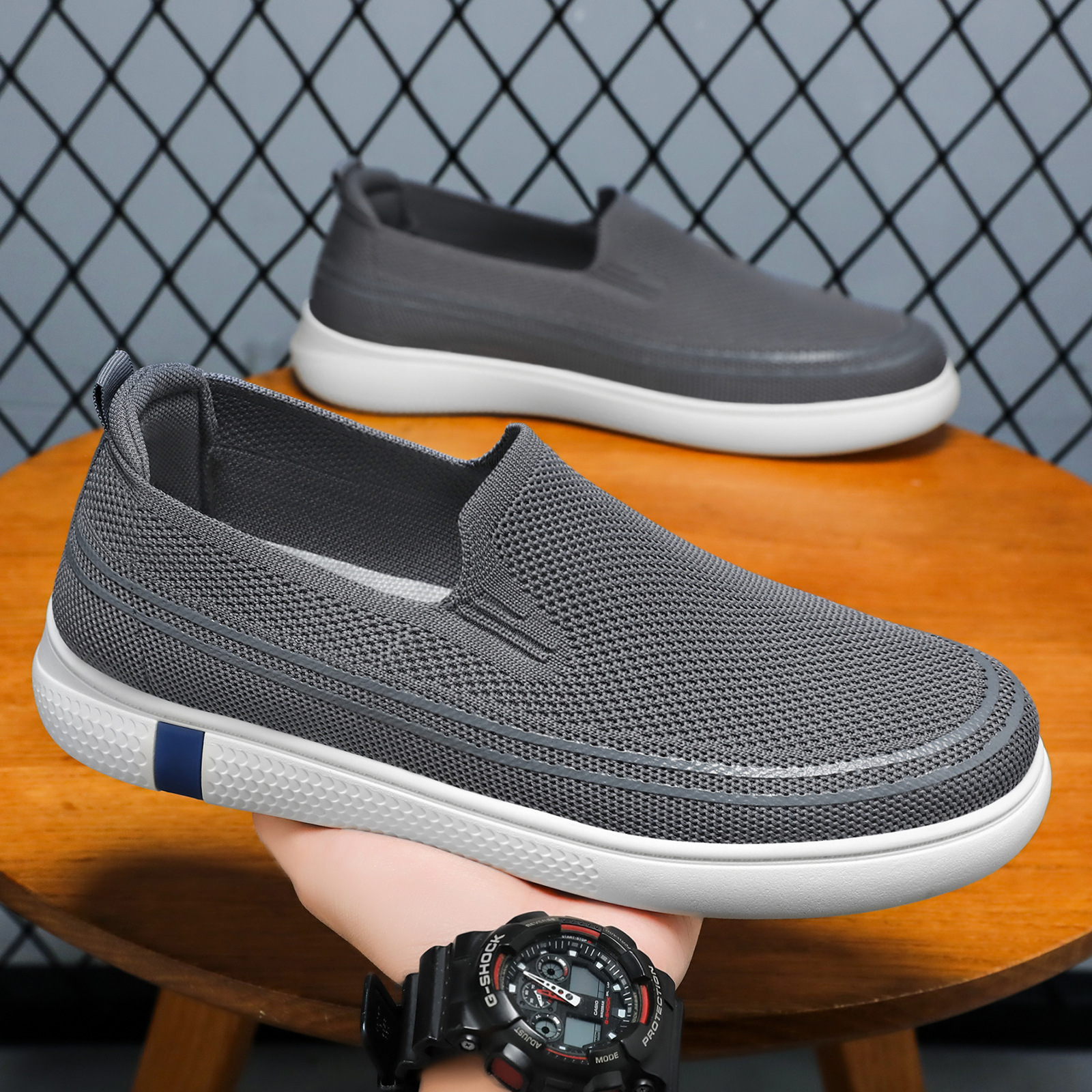 Shoes for Men Summer New Style Fly-Knit Breathable Single Shoes Slip-On Dad Shoes Men's Casual Shoes Korean Style Comfortable Men's Shoes