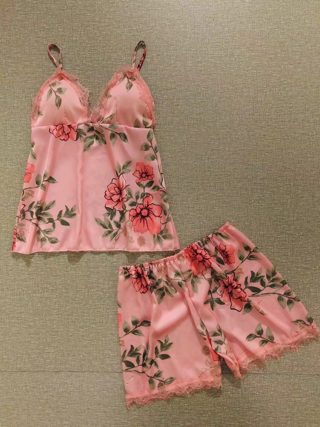 Picture of Printed pajamas set sexy home clothes ladies underwear nightgown supply Europe and the United States female manufacturers wholesale export