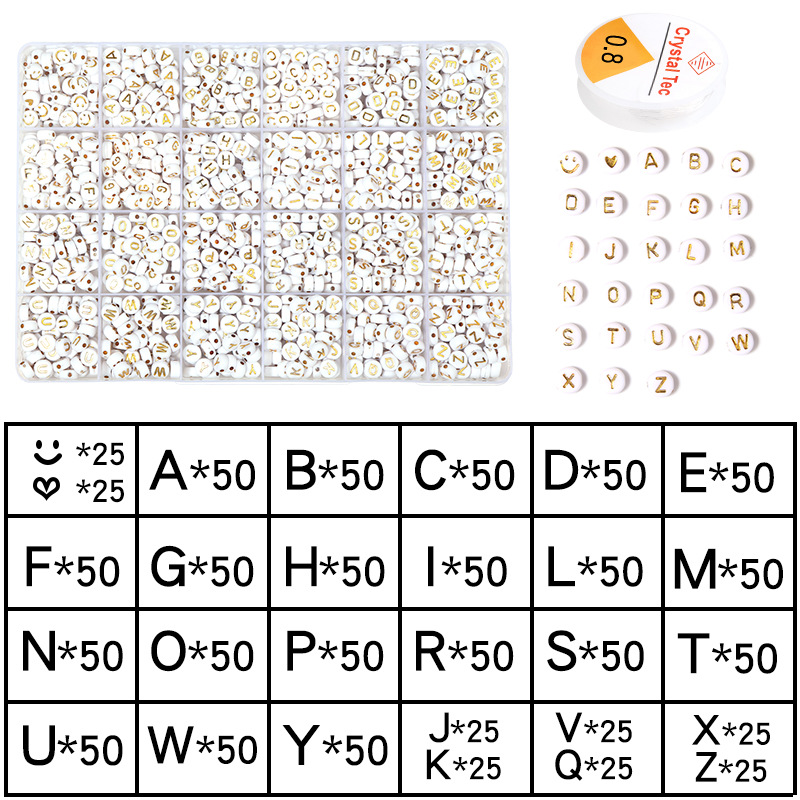 Picture of Amazon Hot Sale 24 Grid Multi Style Letter Beads Boxed Color Beads Handmade Set with Accessories diy Material