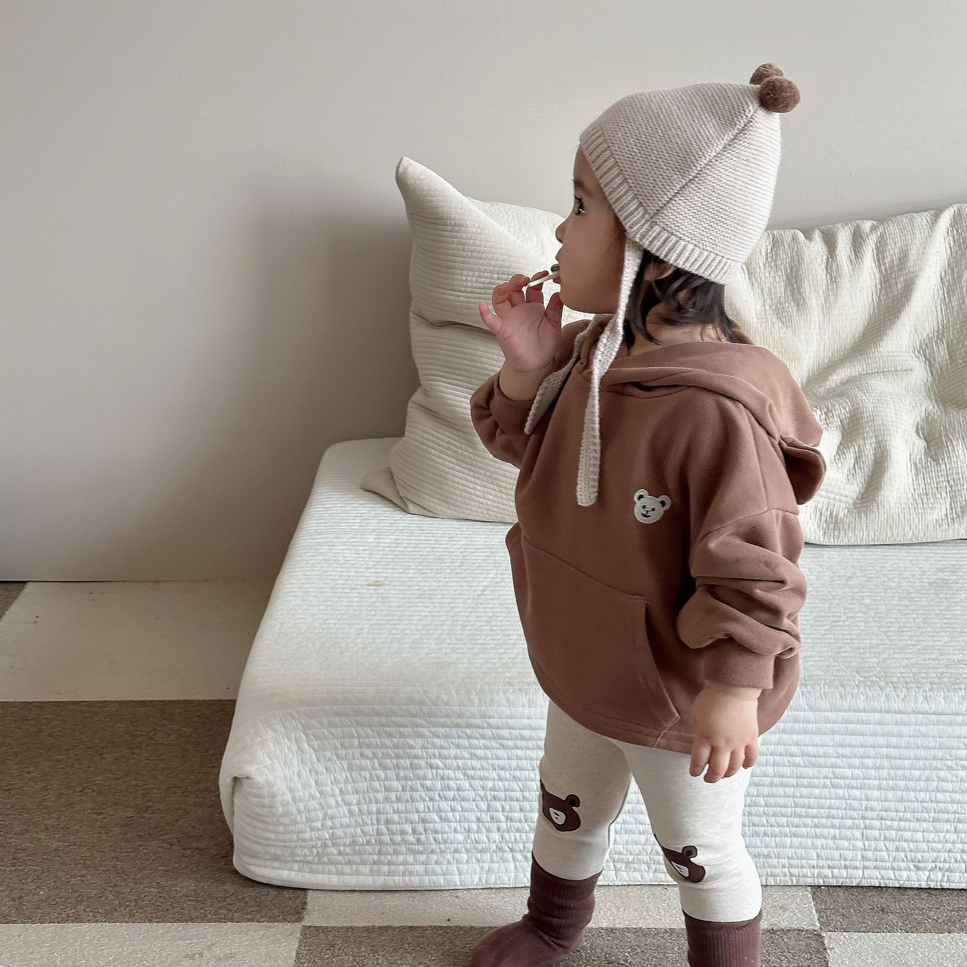 Children's Autum Hooded Sweatshirt Korean Style Kidsren's Clothing Baby Autum Clothes Boys and Girls Bear Tops Outwear Infants and Toddlers