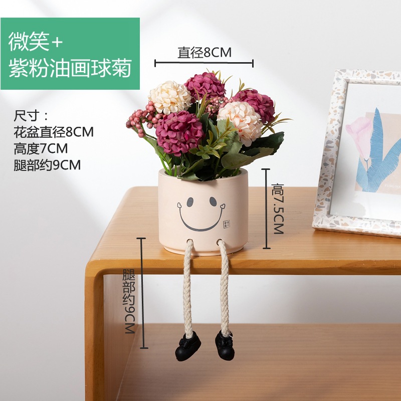 Picture of Creative Expression Hanging Feet Doll Ceramic Flower Pot Artificial Flower Potted Plant Green Plant Indoor Balcony Desktop Decoration Crafts
