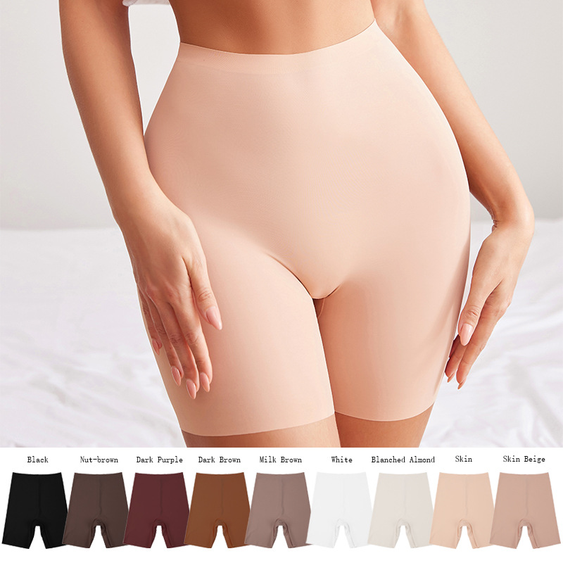 European and American plus size High Waist Women's Base Panties One-piece Anti-glare Women's Pure Cotton Crotch Slim-fit 5-point Safety Pants