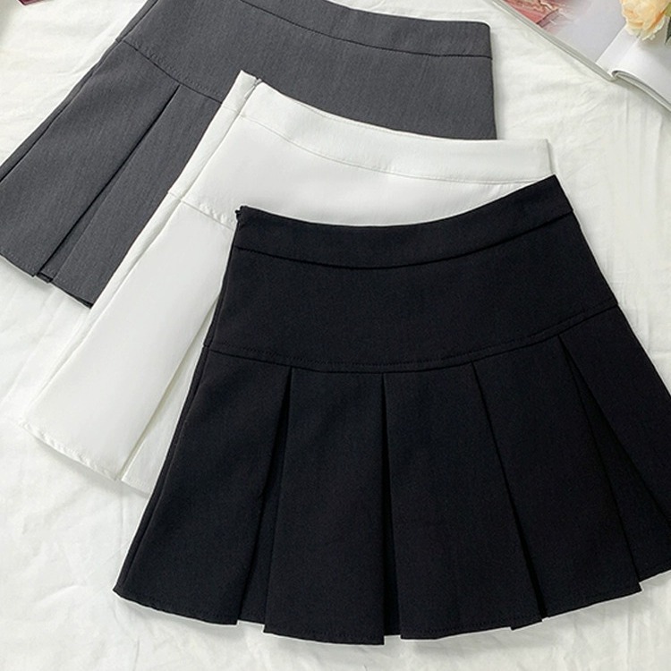 Grey Pleated Skirt Women's Autumn and Winter High Waist Skirt Design Sense Slimming All-match Anti-glare A- line Skirt 2024 New Style