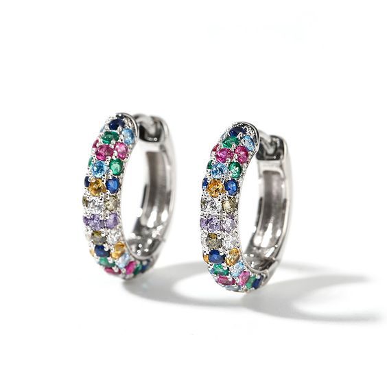 European, American, Japanese and Korean New Hot Distinctive Simple Earrings Fashion Colorful Zircon Women's Ear Buckle Earrings