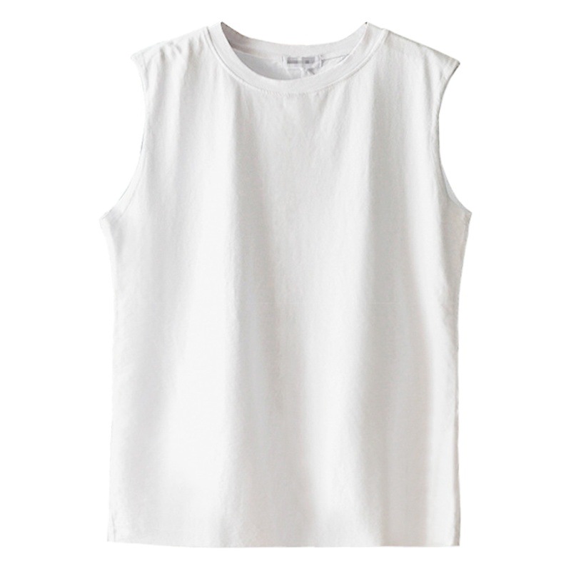 2025 New Summer White Vest Women's Loose Round Neck Sleeveless T-Shirt Student Top Outer Wear Inner Layering Shirt