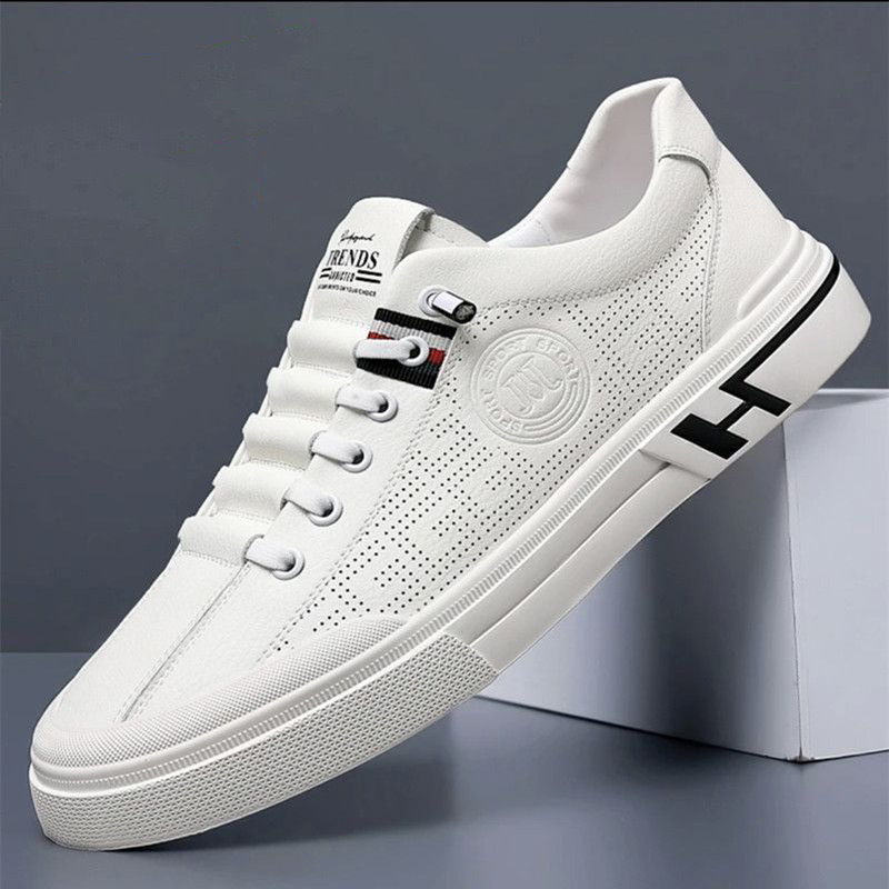 Summer Men's Shoes 2025 New Embossed Breathable White Shoes Men's Trendyy Versatile Youth Sports and Leisure Sneakers
