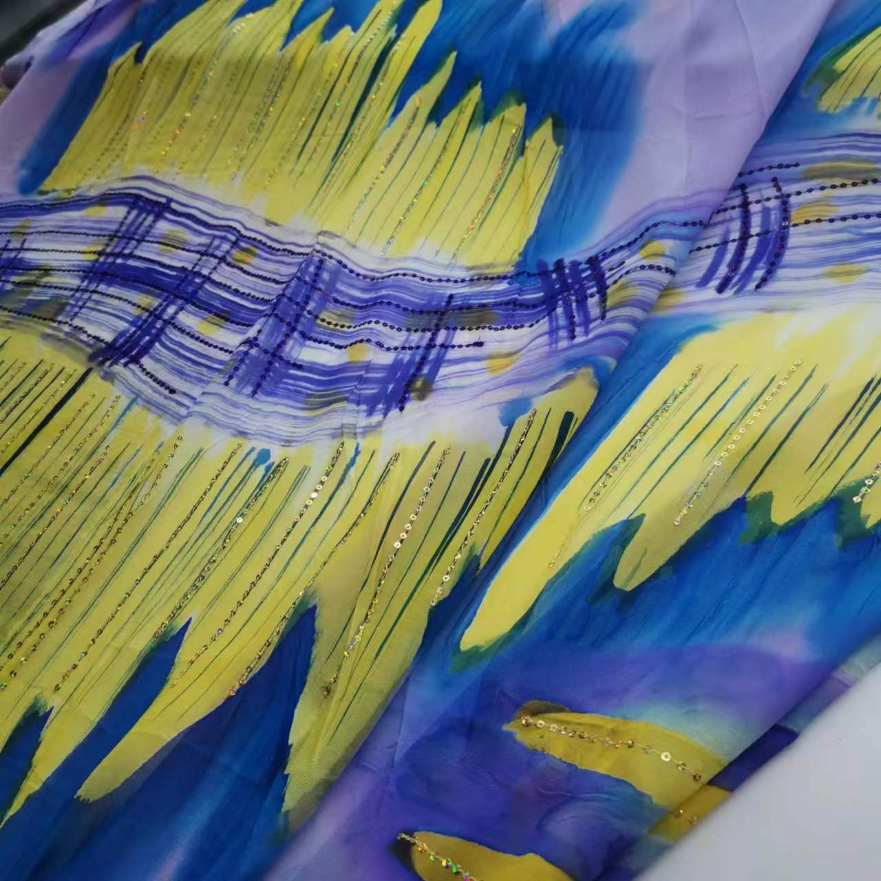 Printed embroidered sequins 8 momisan silk georgette fabric narrow fashion dress silk fabric