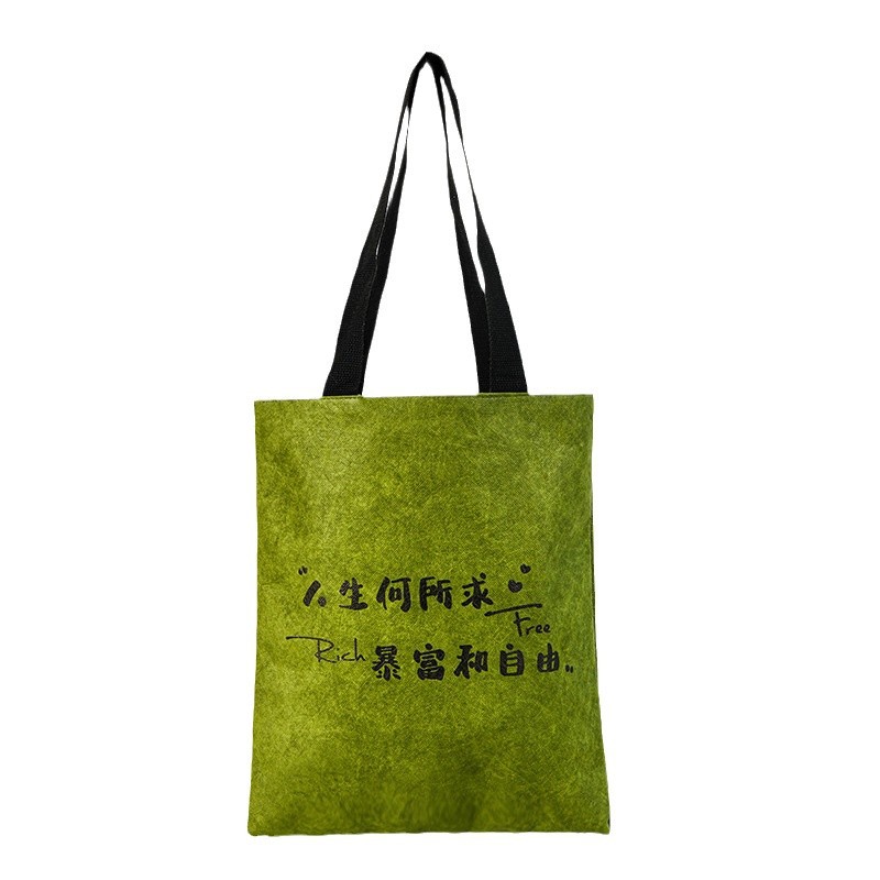 Picture of DuPont Paper Bag in stock Custom Vintage Rub Pattern Washable Kraft Paper Shoulder Bag Tyvek Shopping Tote