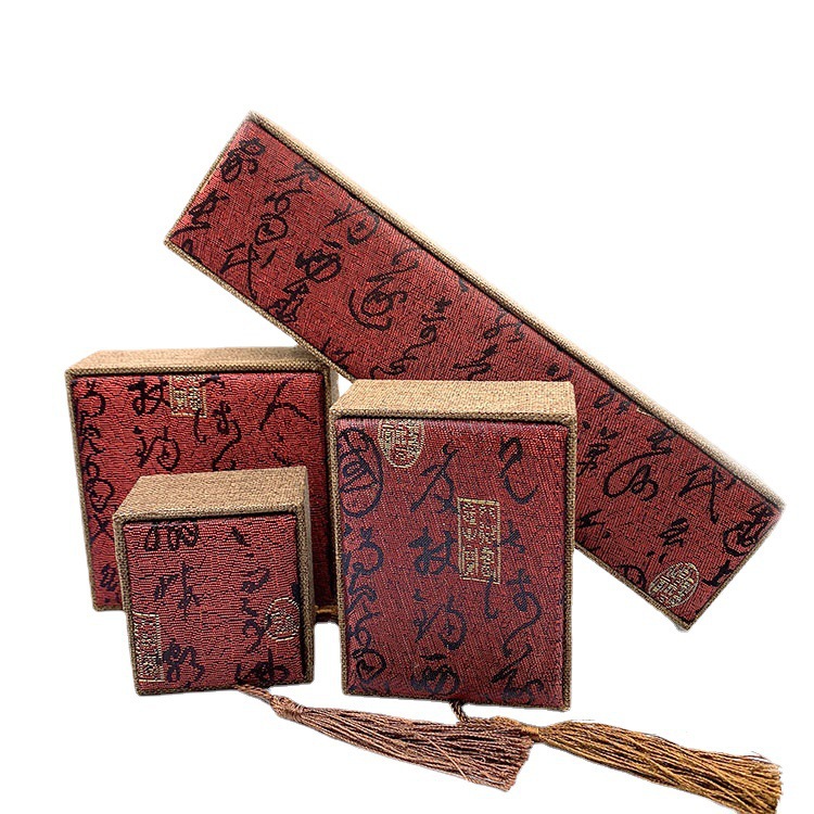 Manufacturer's Source Retro Linen Jewelry Box Tassel Box Buddha Beads Beaded Box Necklace Ring Box Ancient Poetry Jewelry