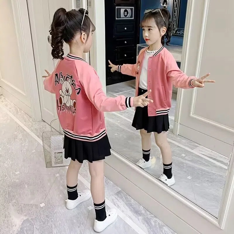 Picture of Girls' Coat New Children's Spring and Autumn Clothes Western Style Baseball Suit for Primary and Middle School Students Girls' Autumn Loose Jacket