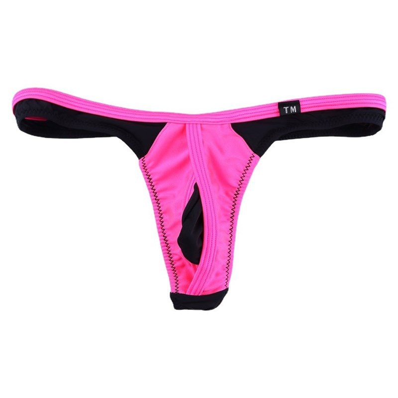 Picture of Low Waist Stitch Men's High Stretch Mesh Sexy Large Pocket Stitching Ice Silk Men's Single Thong T-Pants