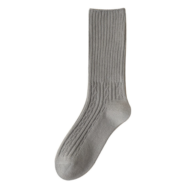 Picture of Zhuji Women's Socks, Autumn and Winter Mid-Calf Socks, Solid Color, Sweat-Absorbent, Double-Needle Breathable Socks, Casual and Comfortable Cotton Socks, Seamless Slouch Socks