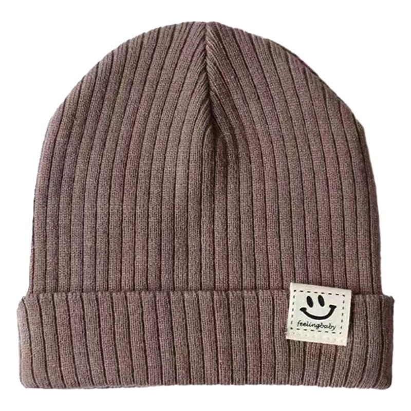 Popular Smiley face baby wool hat autumn and winter warm boys and girls baby knitted hat children all-match cross-border one-piece delivery
