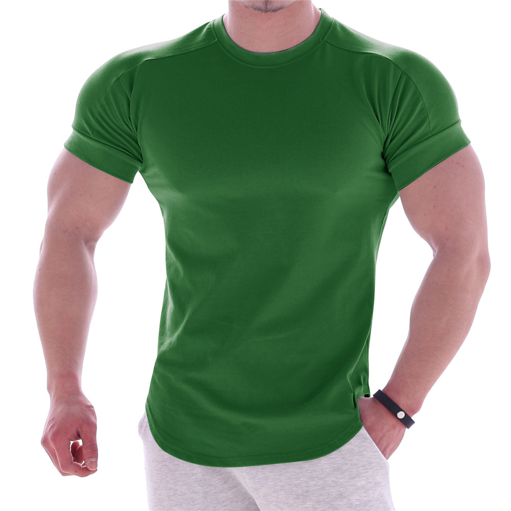 Picture of Muscle Cross-border Light Board Sports Fitness Short-sleeved T-shirt Men's Brothers Round Neck Elastic Training Exercise Tight Clothes