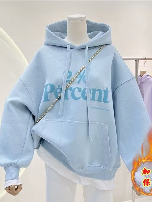 Picture of Girls' Sweats Autumn and Winter 2024 New Children's fleece-lined Hooded Big Children's Girls' Children's Wear Spring Jacket Loose Outer Wear