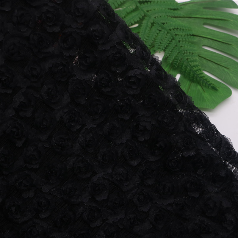 Picture of 3D Three-dimensional Small Rose Chiffon Disc Flower Mesh Embroidered Children's Clothing Hanfu Skirt Lace Lace Wedding Fabric Multicolor