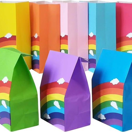 Cute Rainbow Popular Colorful Amazon Packaging Bag White Cardboard Classic Bulk Wholesale Order Healing Printable