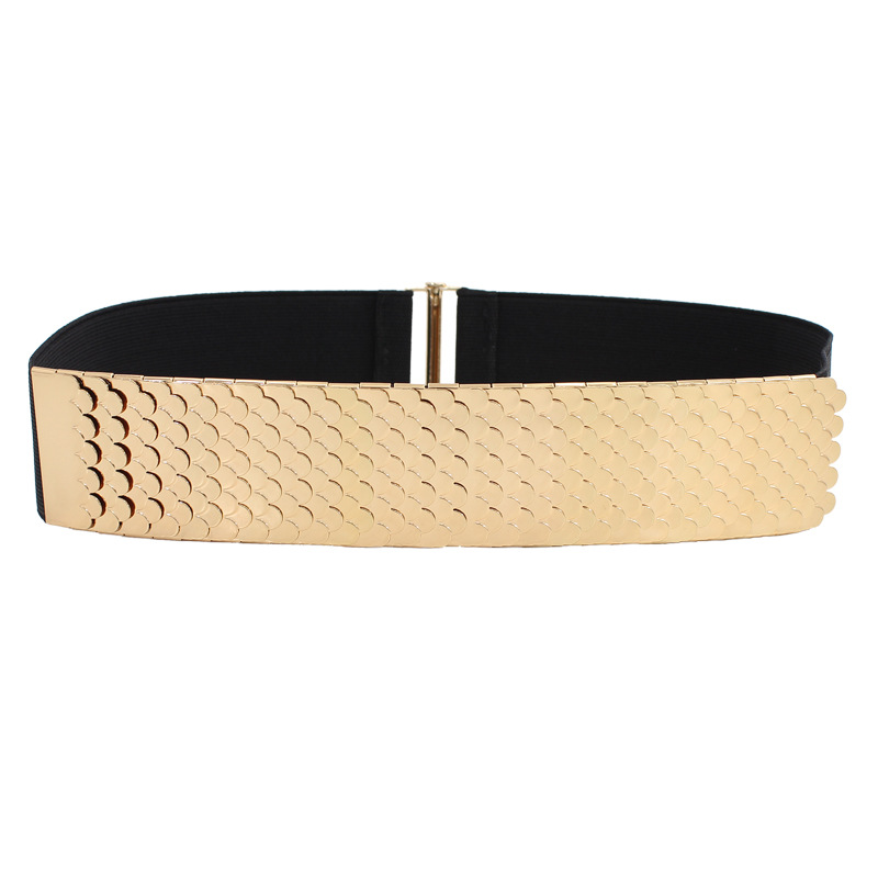 Picture of Decorative Belt Women's Metallic Elastic Waist Seal Fashionable Fish Scale Pattern Stretch Wide Belt Dress All-Match Dress