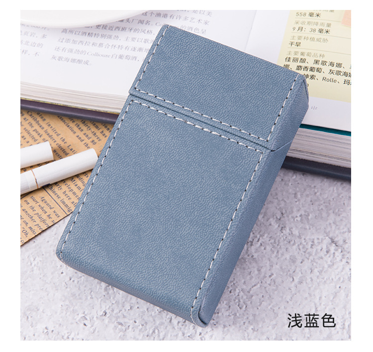 Picture of Pu Leather Flip-Top 20-Pack Thick Cigarette Box Creative Stylish Moisture-Proof Leather Men's Cigarette Box Manufacturer Wholesale