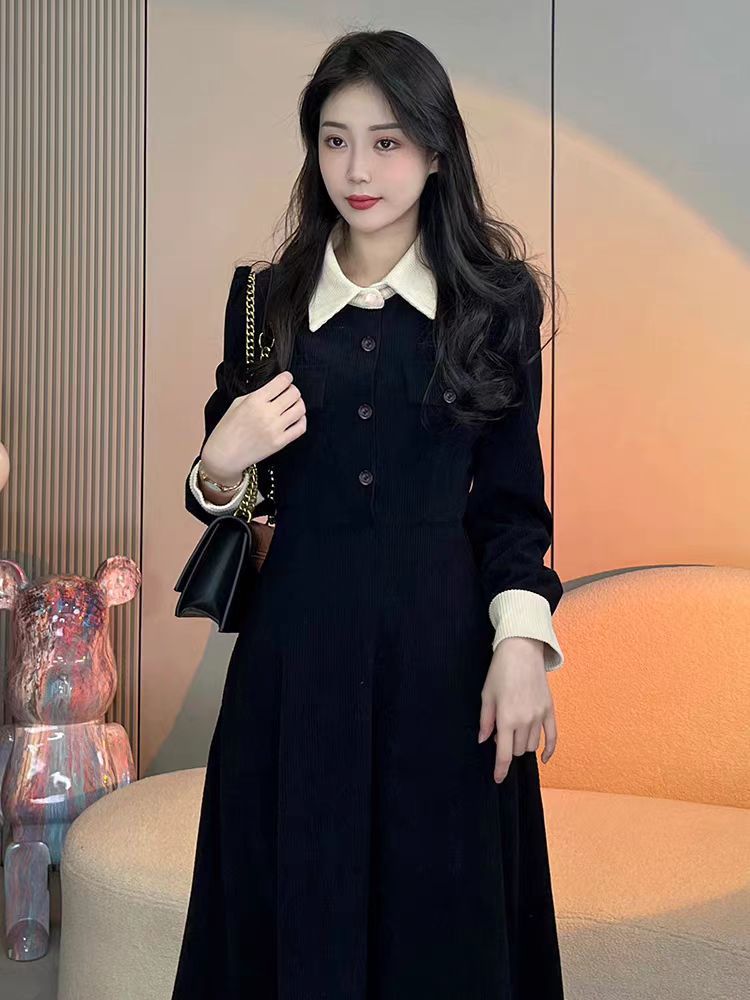 Hepburn Black Dress Early Spring 2024 New Women's Autumn and Winter Dress with a Set of New Year's Dress
