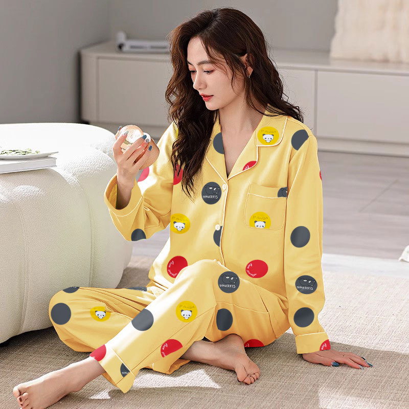 Picture of Japanese Pajamas Women's Spring and Autumn Long Sleeve Cardigan Cute Printed Radish Student Home Clothes suit Cross-border Southeast Asia
