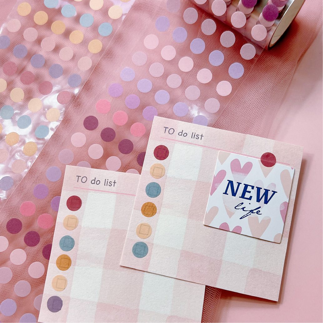 Picture of Carefully Selected Senyou Simple Handbook Dot Colorful Tape Single Roll Student Gift DIY Handbook Material Tape Sticker