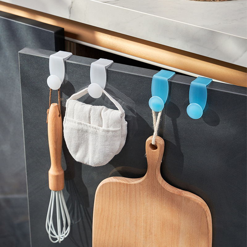Clip-on Door Rear Hook Kitchen Cabinet Door Rear Nail-free Punch-free Hook Seamless Door Back Type Plastic Hook