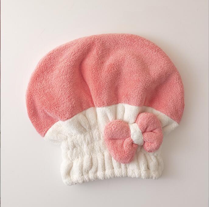 Picture of Color matching dry hair cap women's absorbent quick-drying dry hair cap wiping hair wrapping towel two-color cute shower cap
