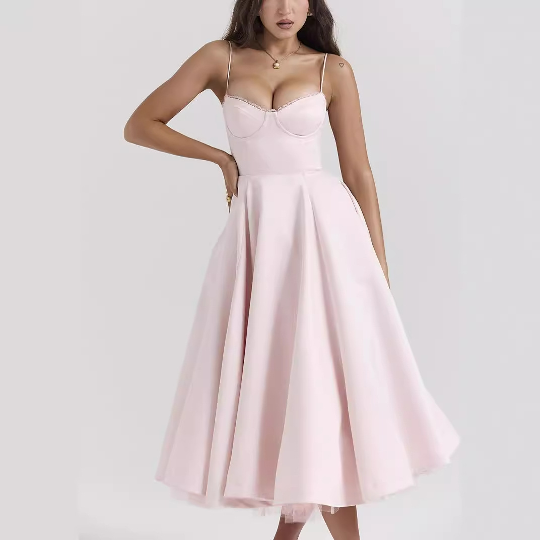 Picture of European and American sexy women's cross-border Amazon new strap V-neck sleeveless dress pettiskirt long skirt