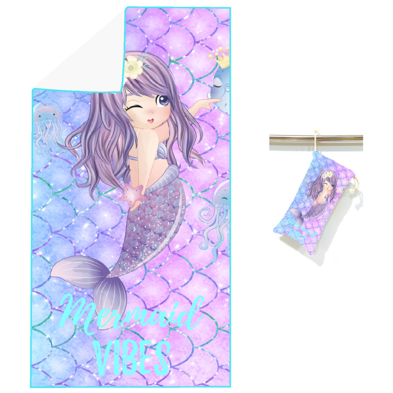 Picture of New Cross-Border Amazon European and American Double-Sided Velvet Quick-Drying Bath Towel Customizable Printed Towel Beach Swimming Beach Towel