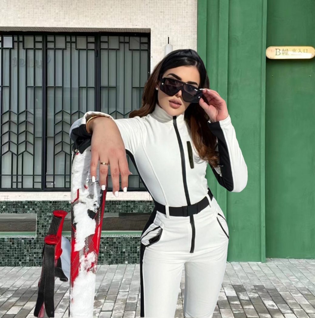 2024 AliExpress Amazon new European and American fashion ski suit coat hoodie outdoor sports jumpsuit