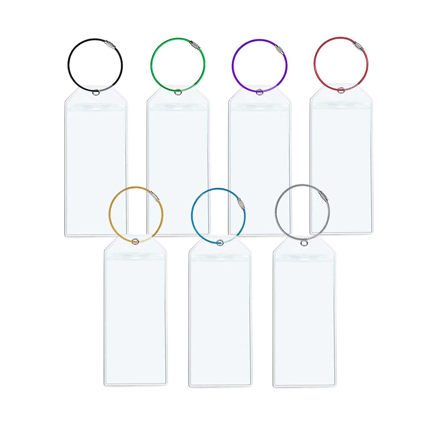 Small size steel wire rope color stainless steel key ring transparent PVC portable boarding pass luggage tag luggage Crane