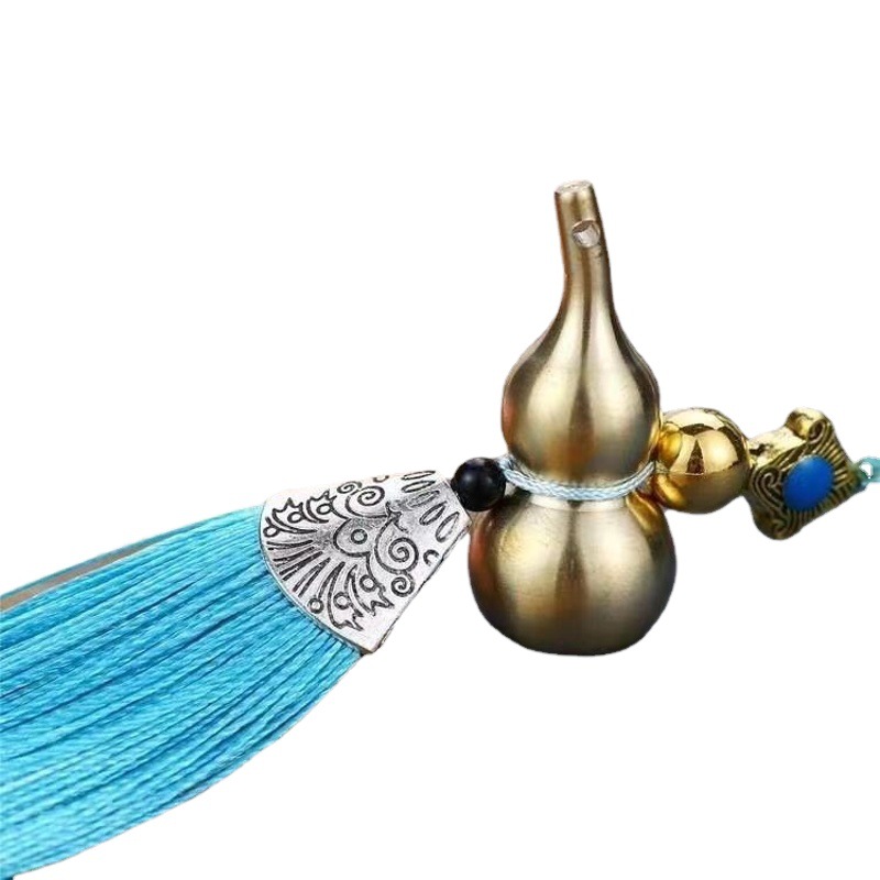 Factory wholesale pure copper gourd single must five Emperor money copper gourd bag hanging car interior Car Rearview mirror pendant