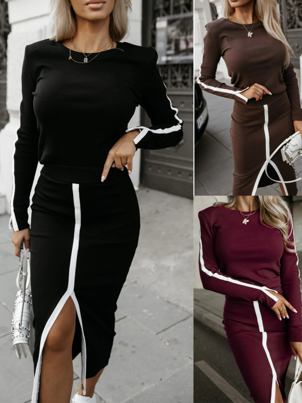 European and American Clothing New Cross-Border Independent Station Aliexpress Ins Casual Fashion Thin Pit Strip Two-Piece Skirt Set