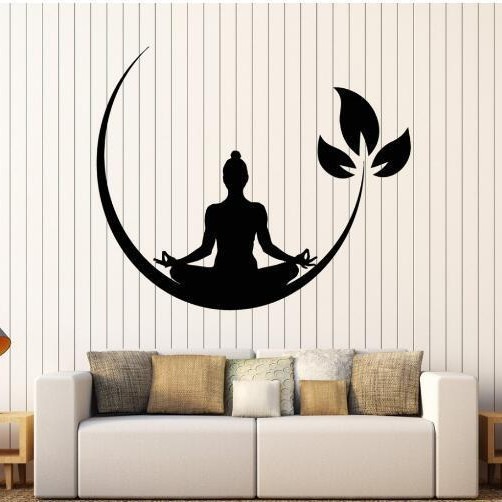 Picture of Yoga Lotus Generation Carved Removable Personalized Fashion Creative Wall Sticker Living Room Sofa Background Js353P