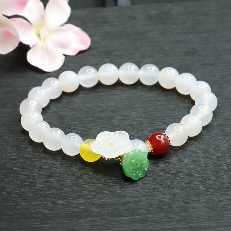 Picture of Yanyu natural white chalcedony bracelet agate Dongling Jade Lotus bracelet factory live delivery MN2113016