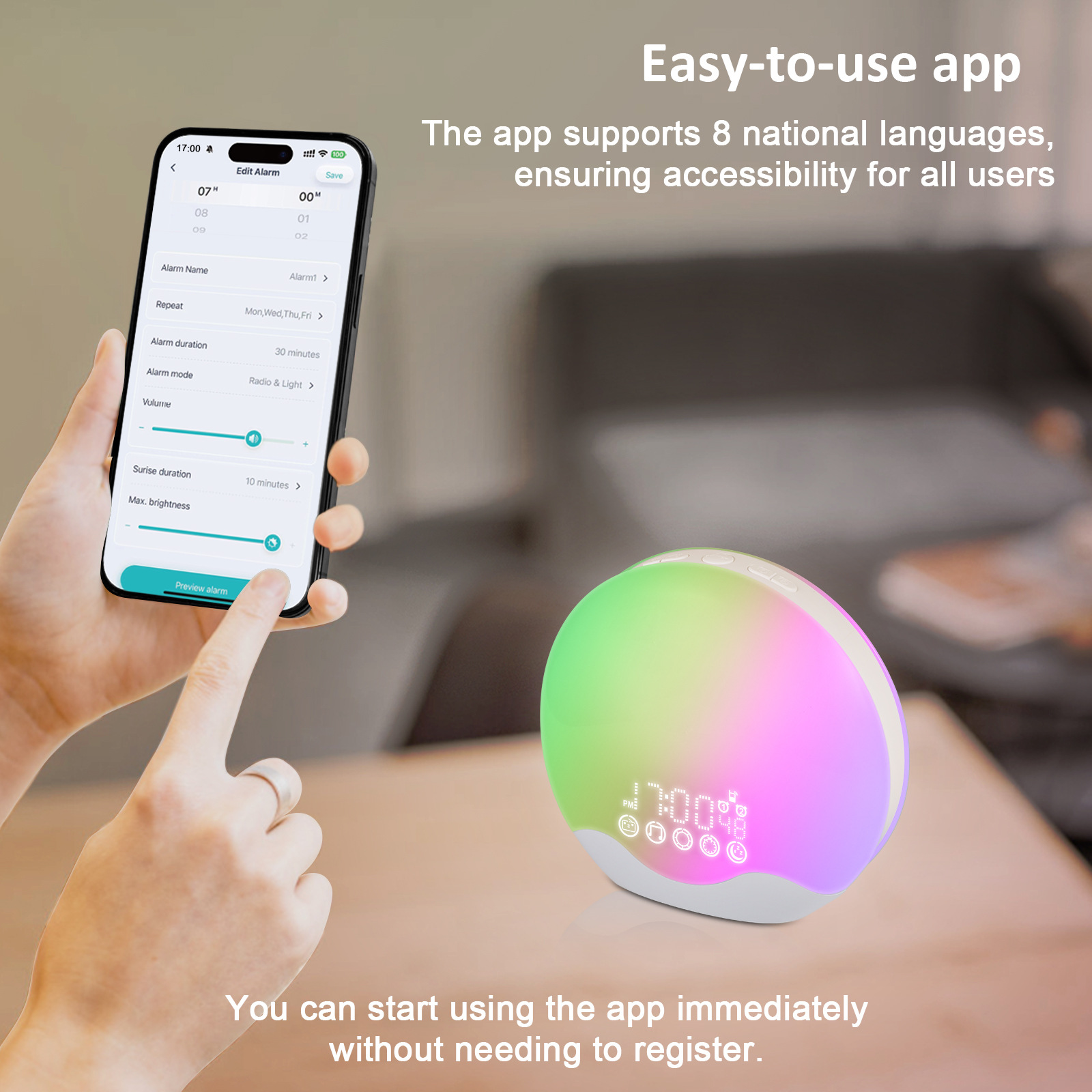 Cross-border alarm clock sleep Bluetooth smart multi-function 2024 new high-value glow night light clock sleep clock