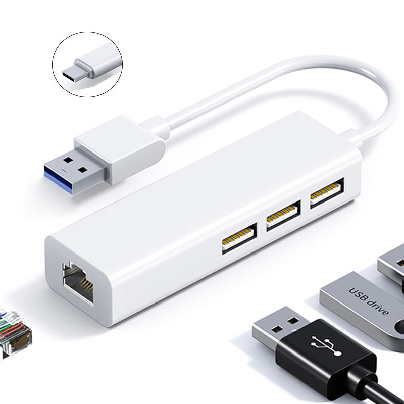 Picture of Source Manufacturer USB Hub Ethernet Port Converter 100m Gigabit Rj45 to Type-C/Usb Network Card Hub