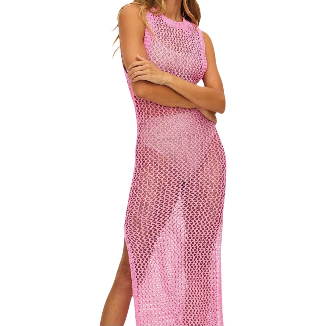 Korean-style Long-sleeved Hollow Crochet Casual Beach Sunscreen All-match Bikini Outer Blouse Swimsuit Beach Outer Mesh Clothes