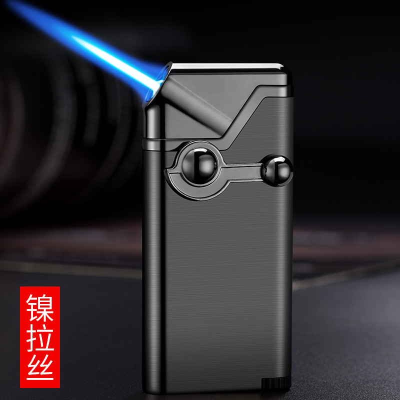 Picture of DL369 creative inflatable point pipe oblique fire rocker arm blue flame direct punching windproof advertising lighter wholesale